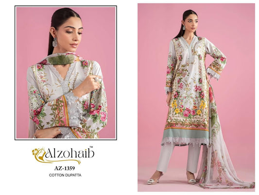 Az-1359 Inaaya Al Zohaib Pure Cotton Pakistani Patch Suits