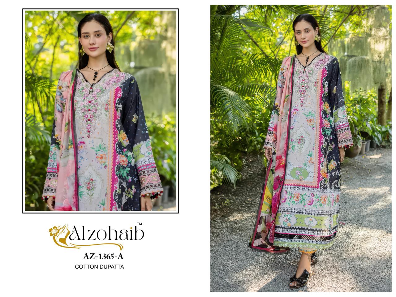 Az-1365-A Iffat Al Zohaib Pure Cotton Pakistani Patch Suits