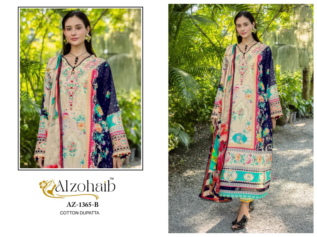 Az-1365-B Iffat Al Zohaib Pure Cotton Pakistani Patch Suits