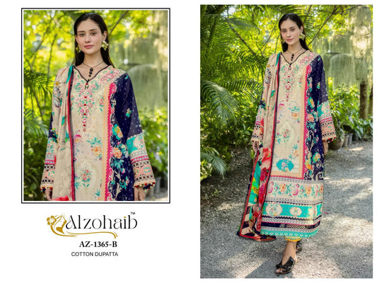 Az-1365-B Iffat Al Zohaib Pure Cotton Pakistani Patch Suits