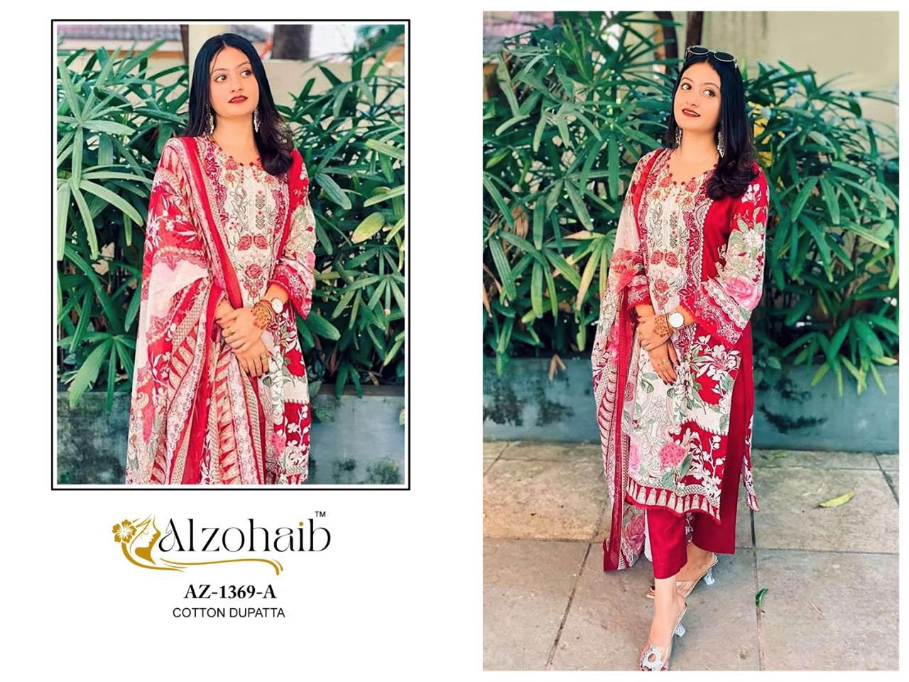Az-1369-A Al Zohaib Pure Cotton Pakistani Patch Suits