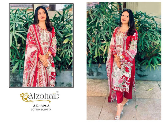 Az-1369-A Al Zohaib Pure Cotton Pakistani Patch Suits