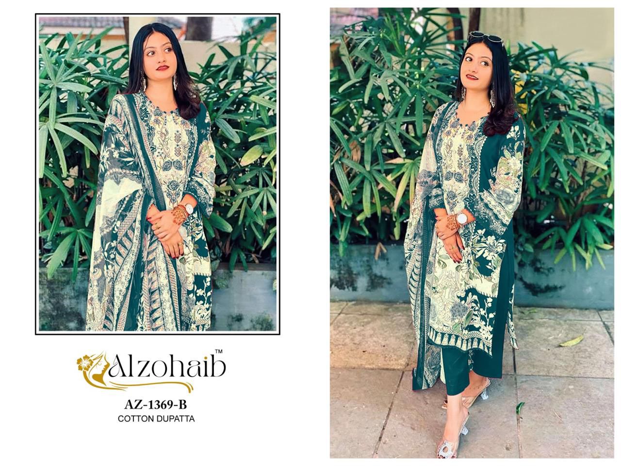 Az-1369-B Al Zohaib Pure Cotton Pakistani Patch Suits