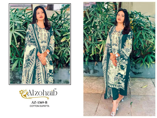 Az-1369-B Al Zohaib Pure Cotton Pakistani Patch Suits