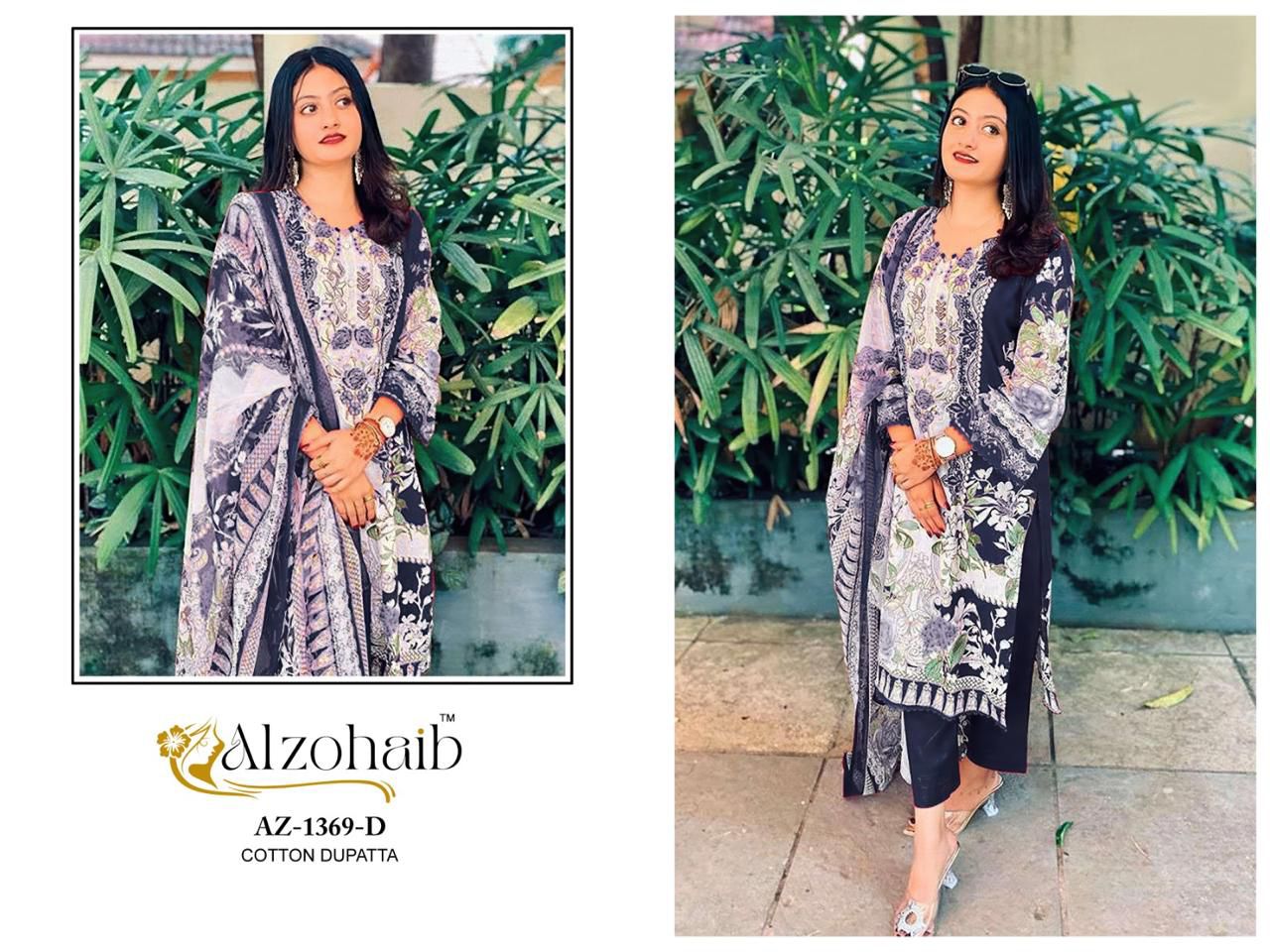 Az-1369-D Al Zohaib Pure Cotton Pakistani Patch Suits