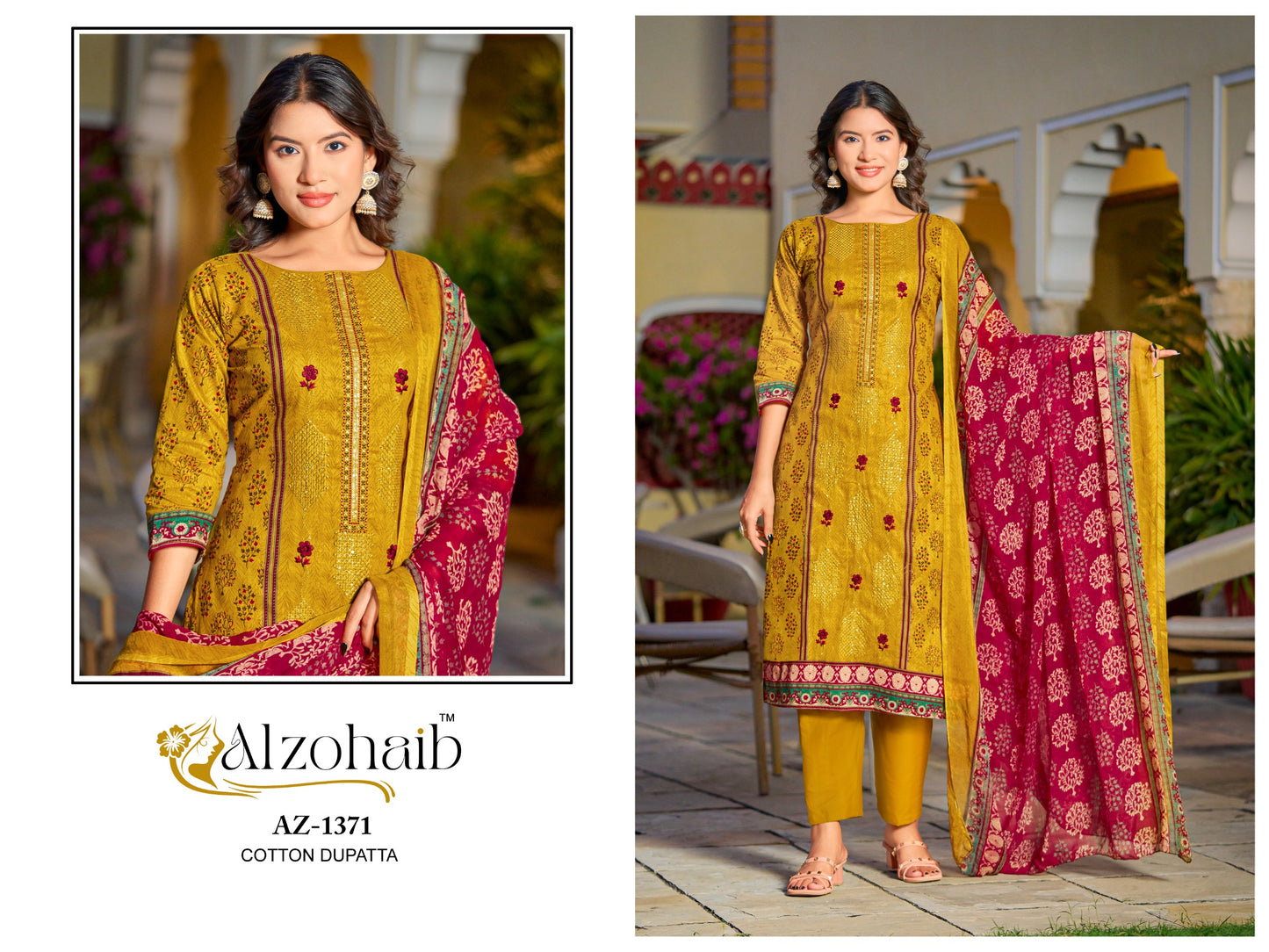 Az-1371 Asmaa Al Zohaib Pure Cotton Pakistani Salwar Suits