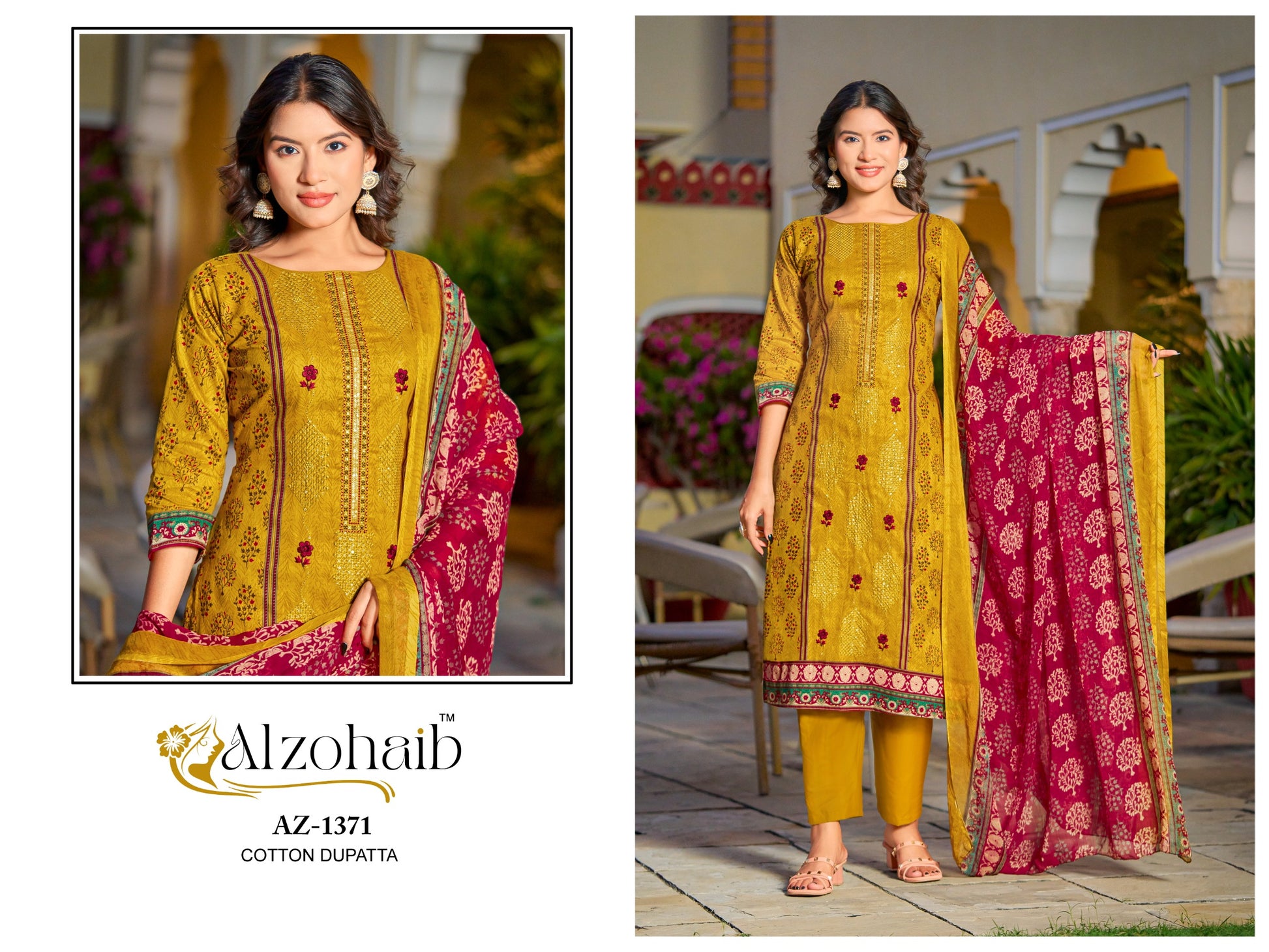 Az-1371 Asmaa Al Zohaib Pure Cotton Pakistani Salwar Suits