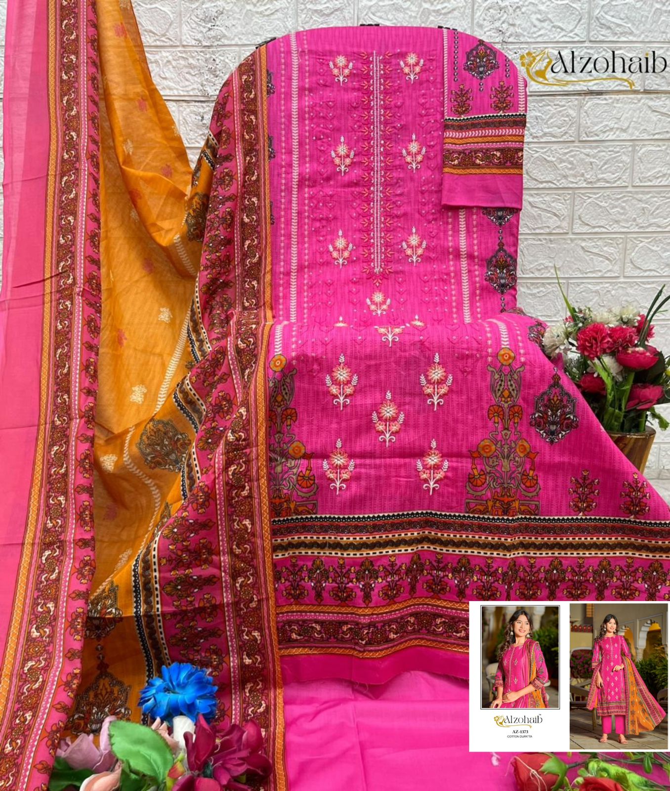 Az-1373 Asmaa Al Zohaib Pure Cotton Pakistani Salwar Suits