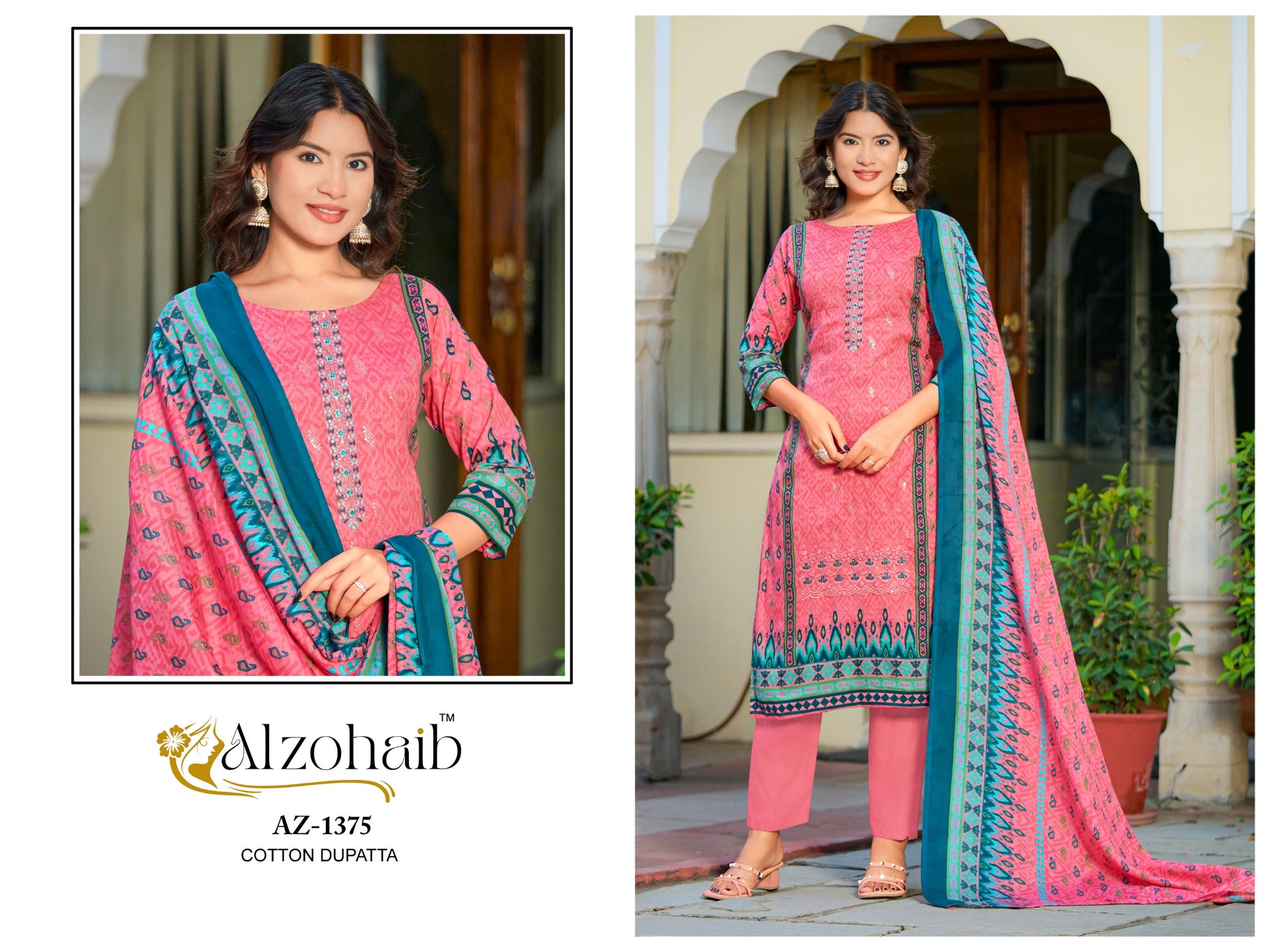 Az-1375 Farha Al Zohaib Pure Cotton Pakistani Salwar Suits