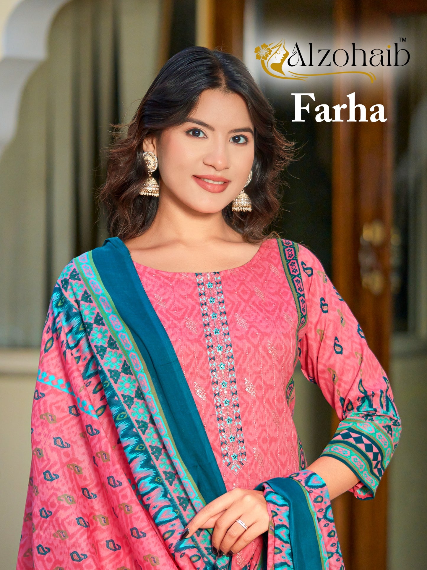 Az-1375 Farha Al Zohaib Pure Cotton Pakistani Salwar Suits