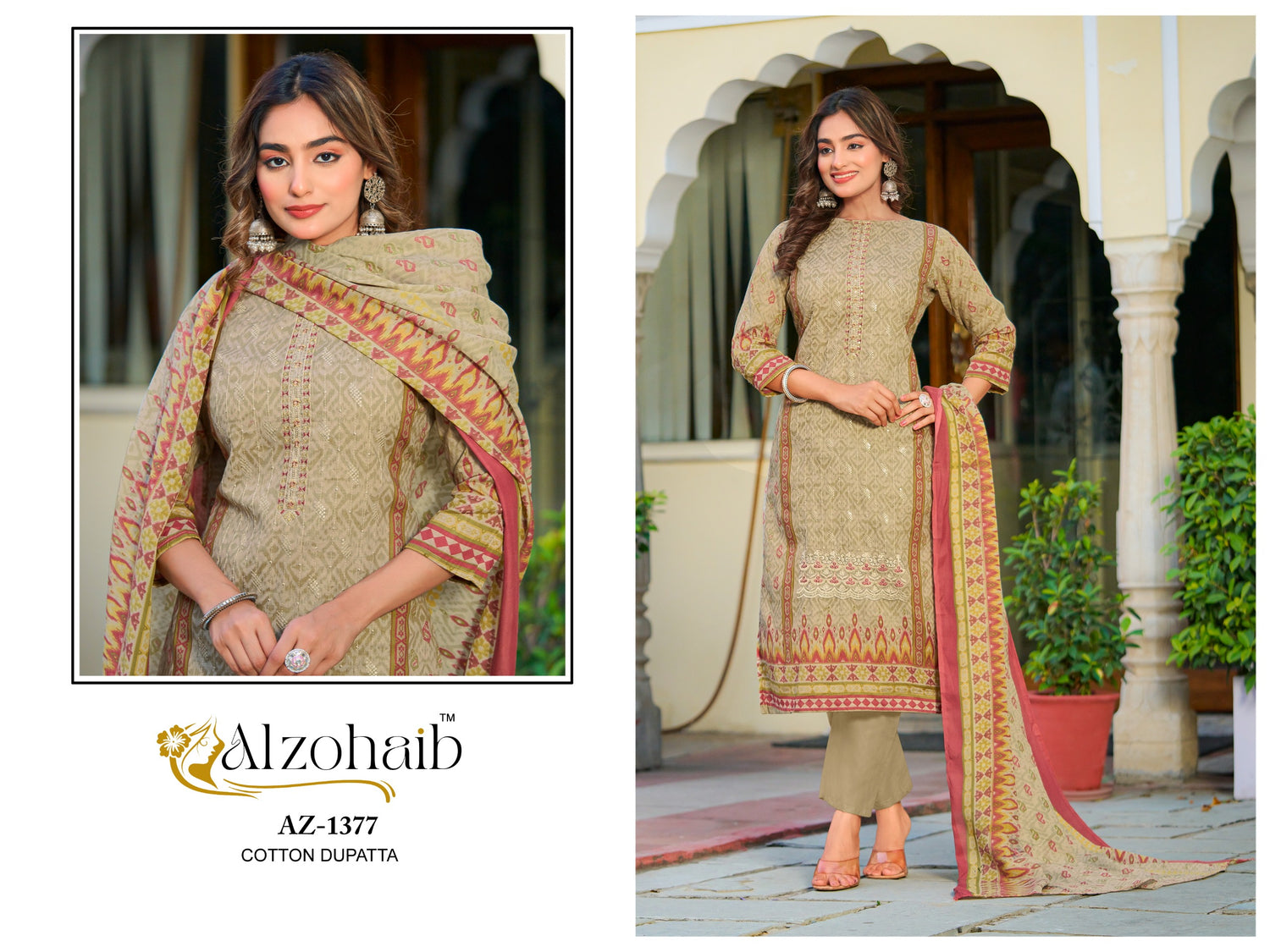 Az-1377 Farha Al Zohaib Pure Cotton Pakistani Salwar Suits