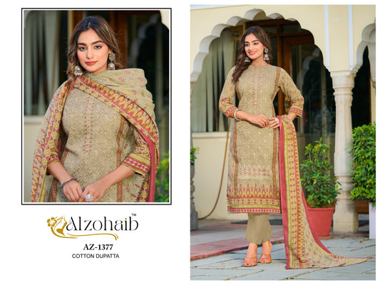 Az-1377 Farha Al Zohaib Pure Cotton Pakistani Salwar Suits