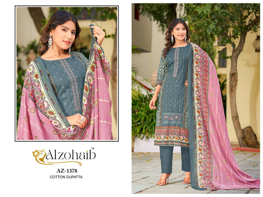 Az-1378 Haseena Al Zohaib Pure Cotton Pakistani Salwar Suits