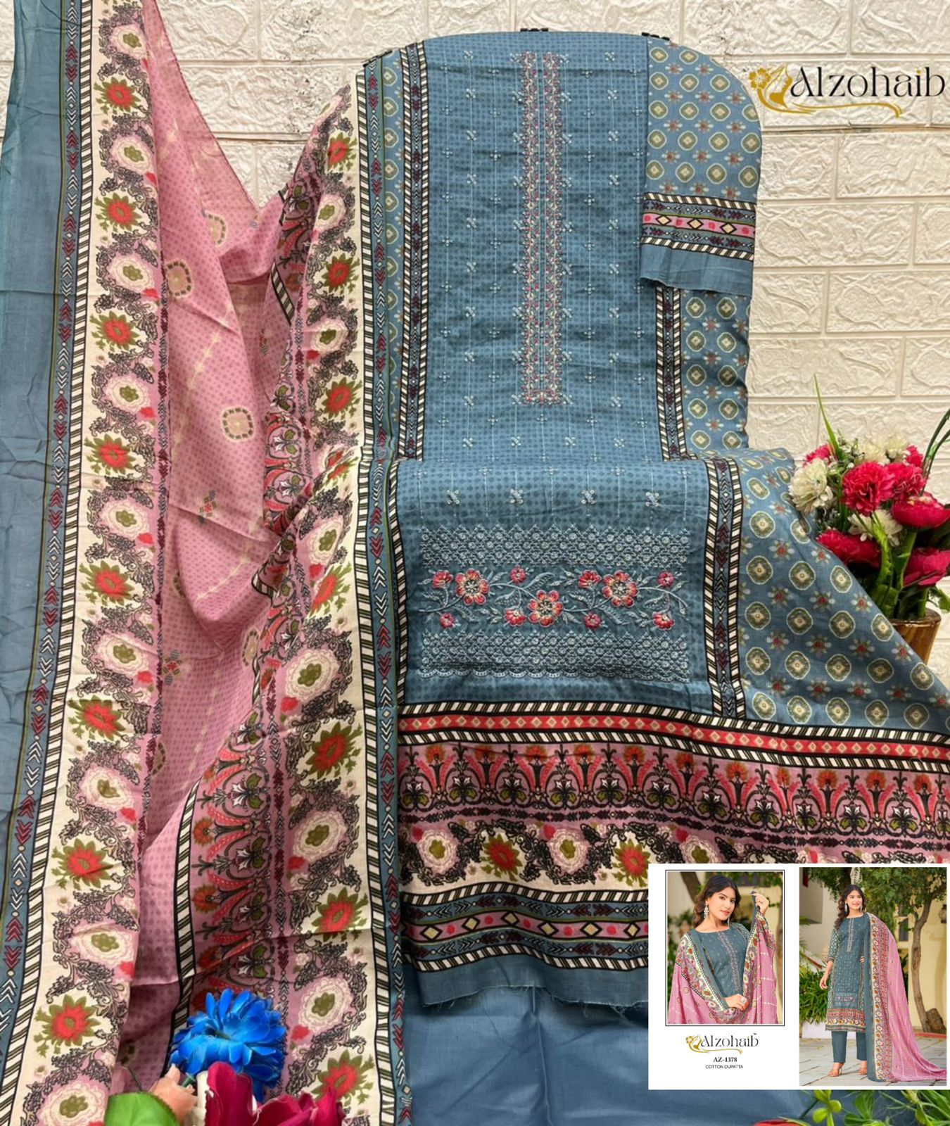 Az-1378 Haseena Al Zohaib Pure Cotton Pakistani Salwar Suits