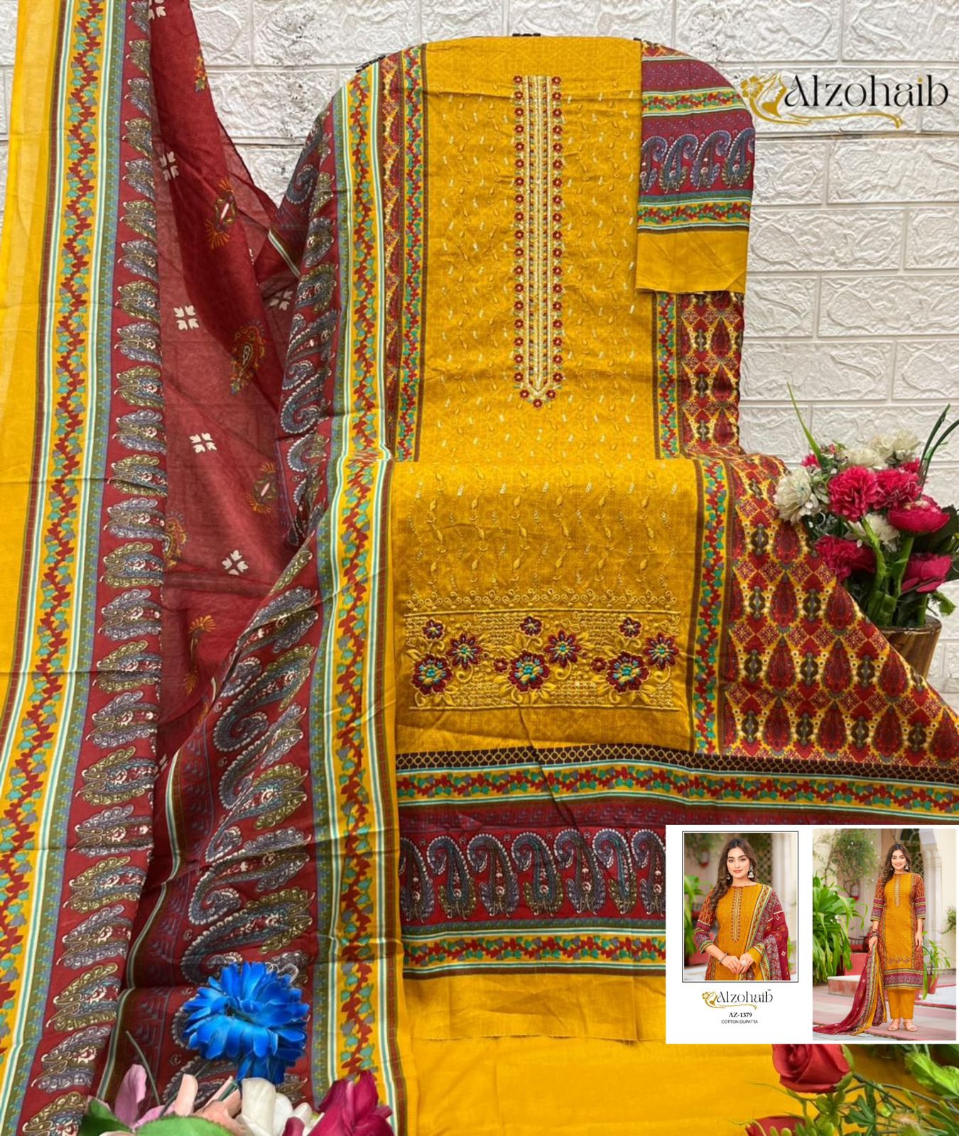 Az-1379 Haseena Al Zohaib Pure Cotton Pakistani Salwar Suits