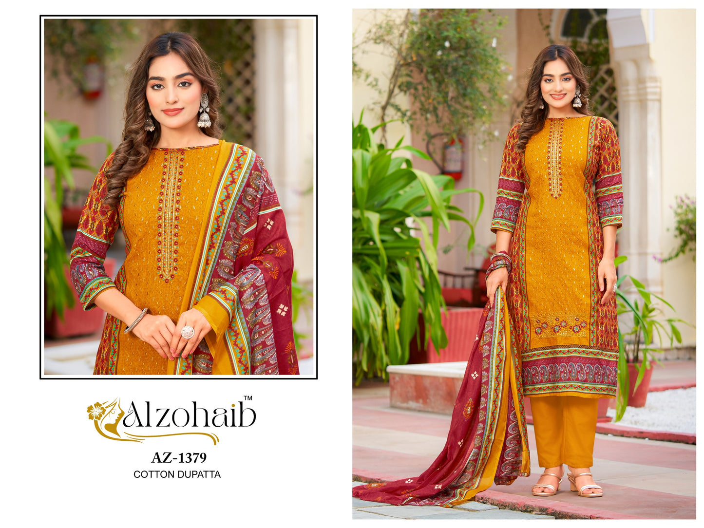 Az-1379 Haseena Al Zohaib Pure Cotton Pakistani Salwar Suits
