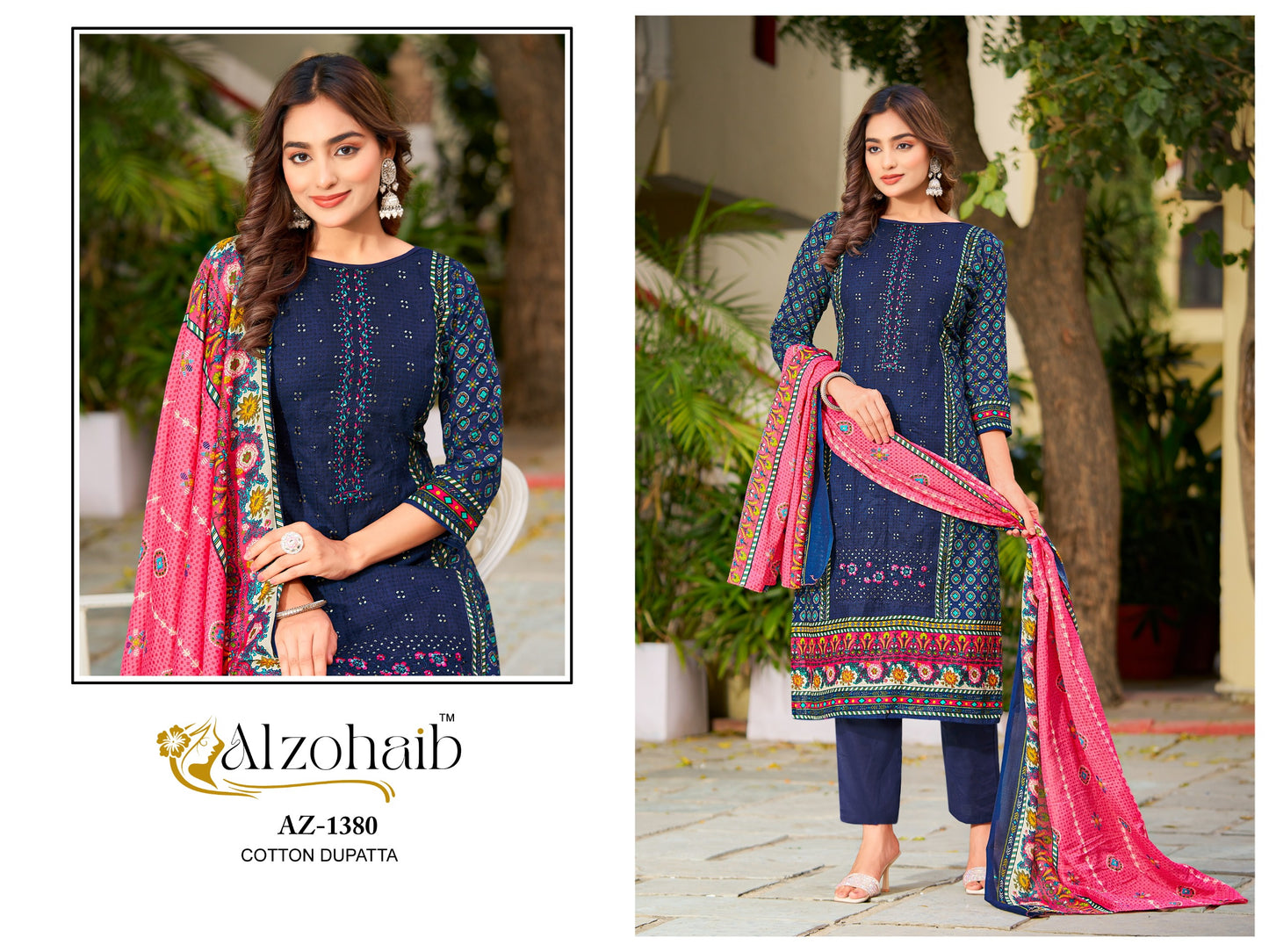 Az-1380 Haseena Al Zohaib Pure Cotton Pakistani Salwar Suits