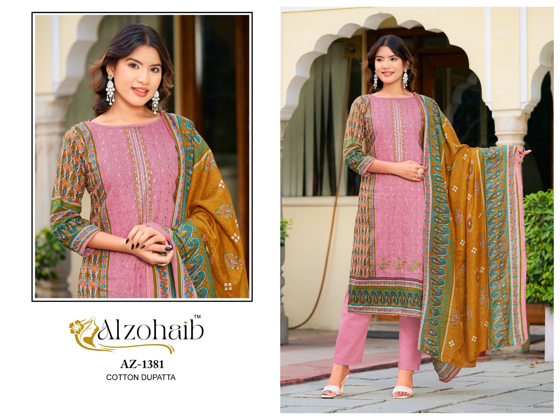 Az-1381 Haseena Al Zohaib Pure Cotton Pakistani Salwar Suits