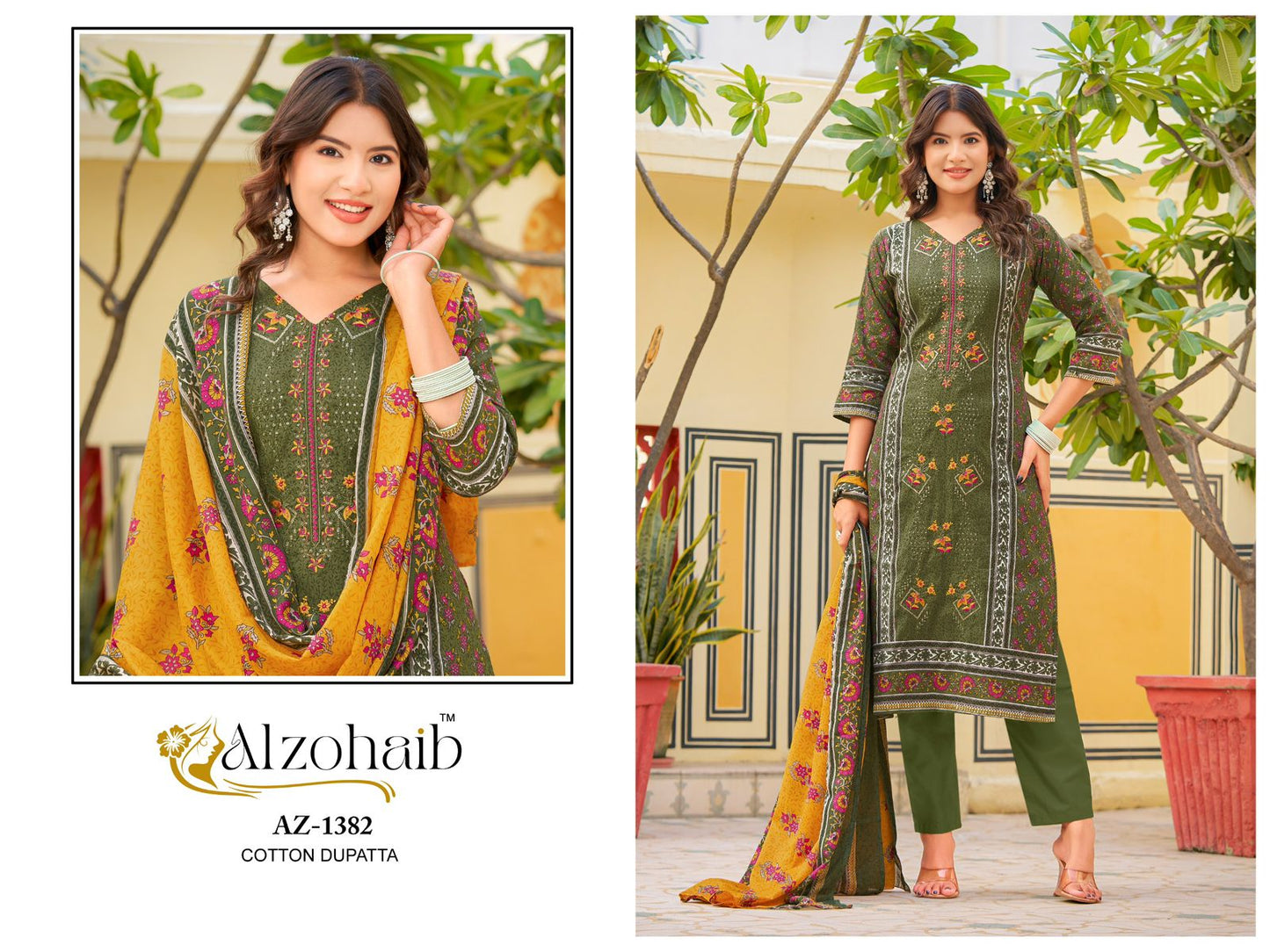 Az-1382 Rahma Al Zohaib Pure Cotton Pakistani Salwar Suits