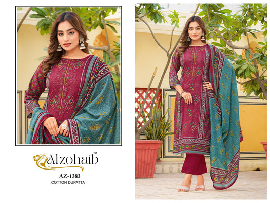 Az-1383 Rahma Al Zohaib Pure Cotton Pakistani Salwar Suits