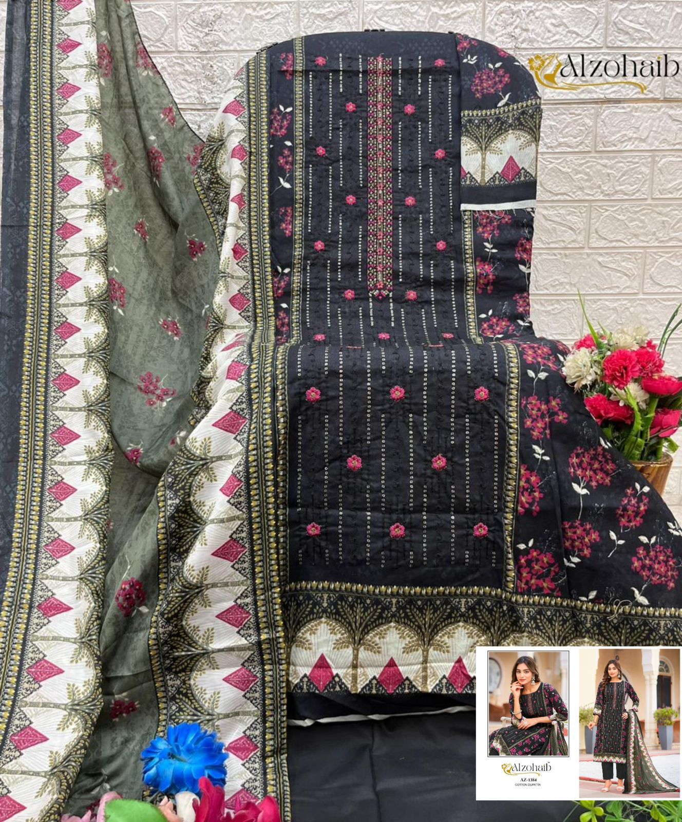 Az-1384 Rahma Al Zohaib Pure Cotton Pakistani Salwar Suits