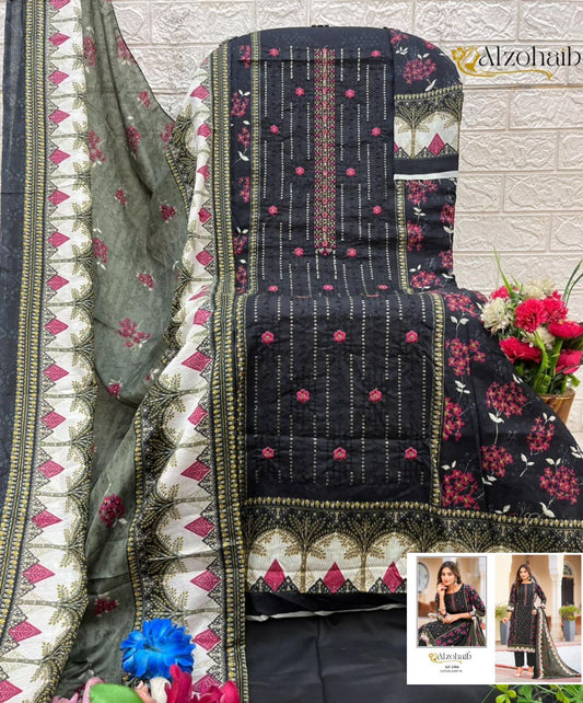 Az-1384 Rahma Al Zohaib Pure Cotton Pakistani Salwar Suits