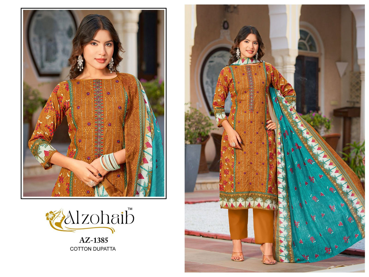 Az-1385 Rahma Al Zohaib Pure Cotton Pakistani Salwar Suits