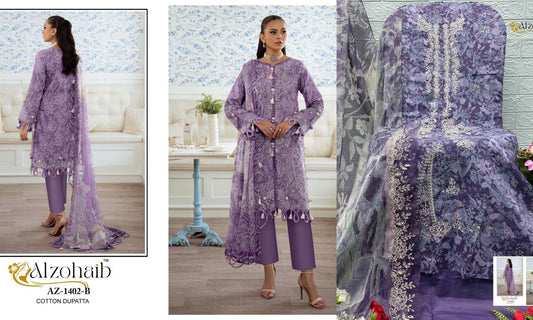Az-1402-B Al Zohaib Pure Cotton Pakistani Salwar Suits