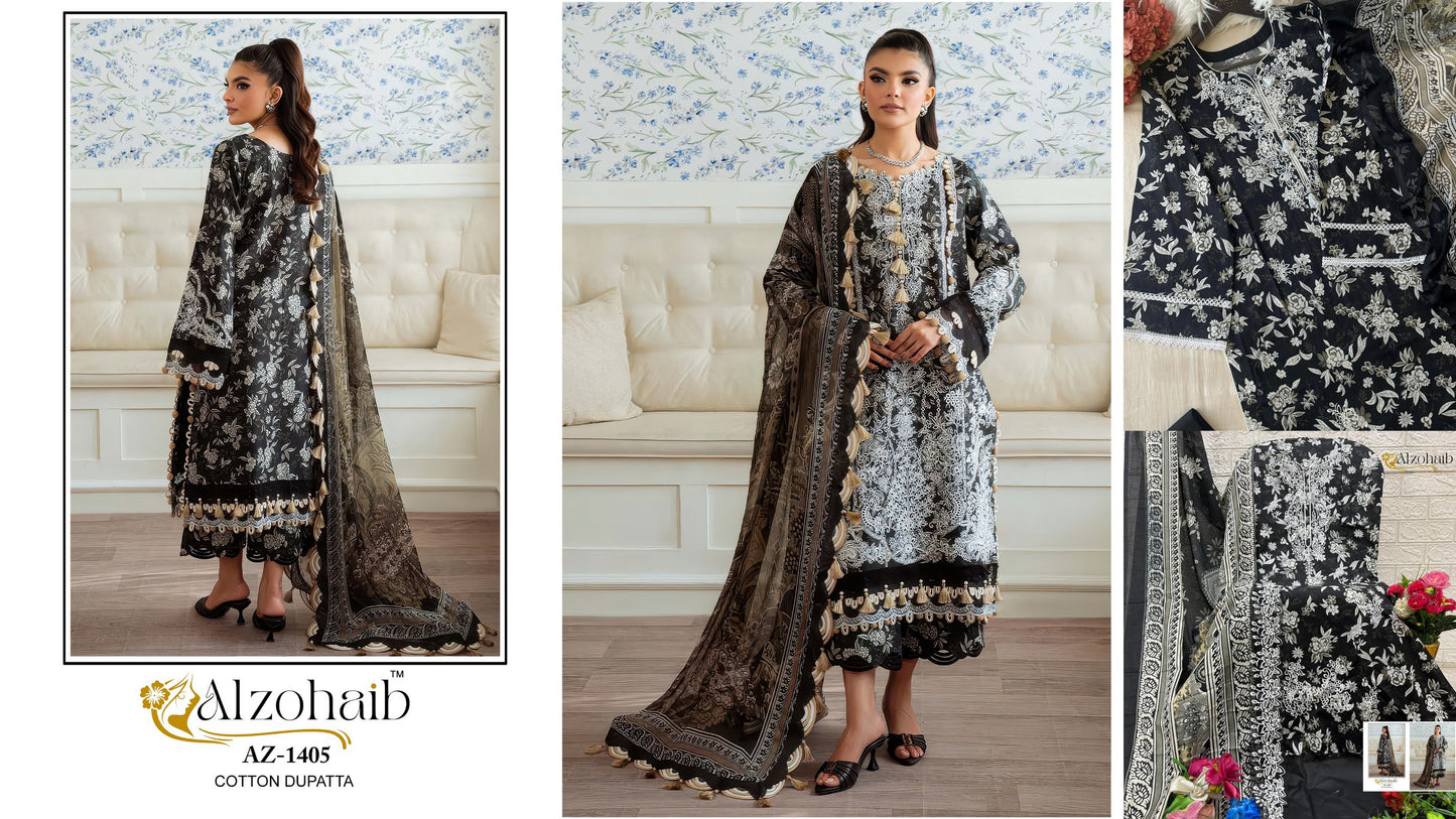 Az-1405 Al Zohaib Pure Cotton Pakistani Salwar Suits