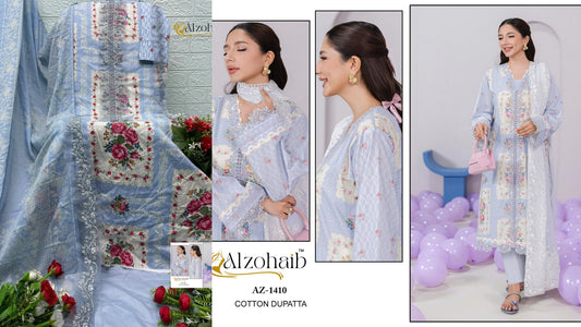 Az-1410 Aziza Vol 1 Al Zohaib Pure Cotton Pakistani Salwar Suits