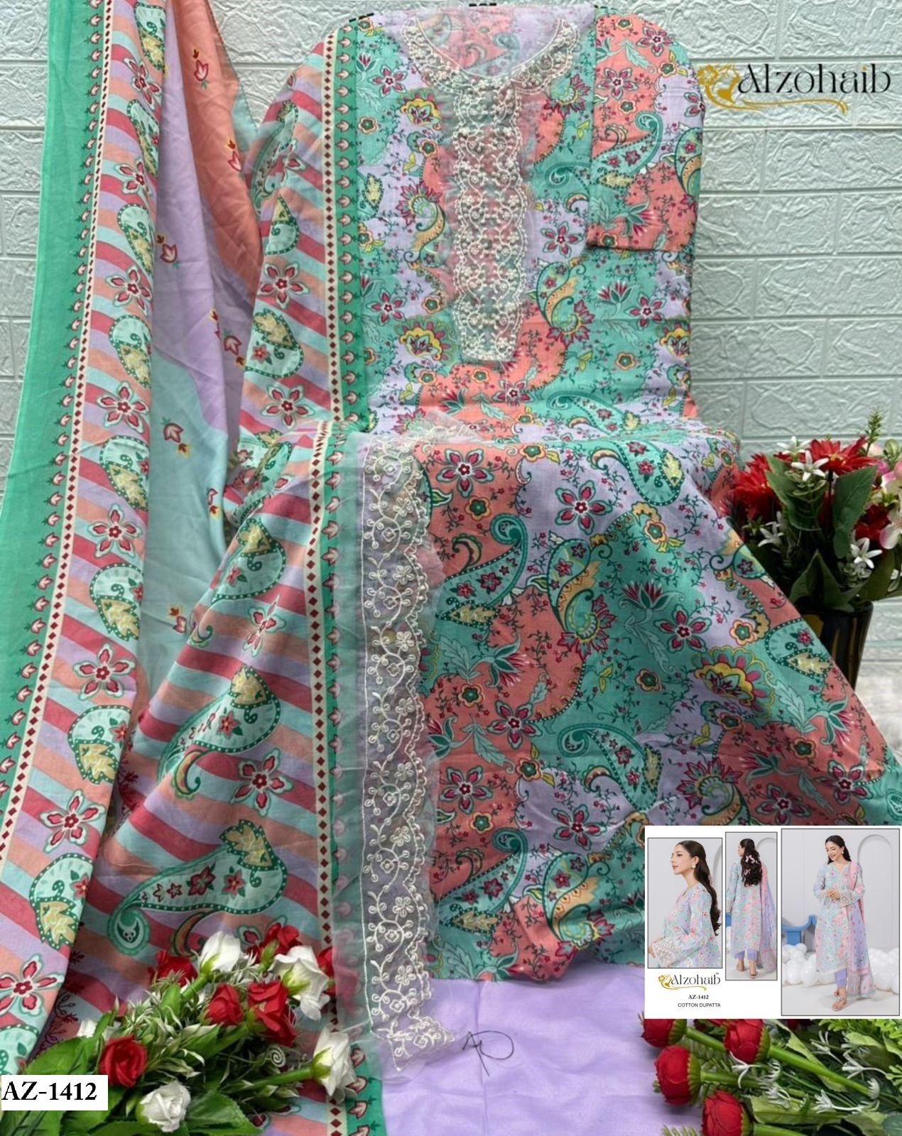 Az-1412 Itrh Vol 1 Al Zohaib Pure Cotton Pakistani Salwar Suits