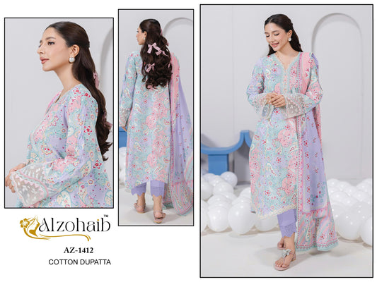 Az-1412 Itrh Vol 1 Al Zohaib Pure Cotton Pakistani Salwar Suits