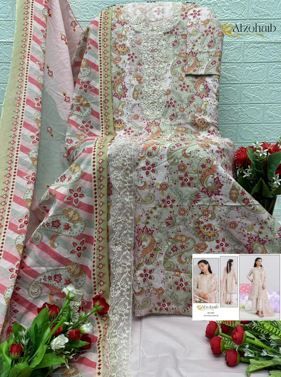 Az-1413 Itrh Vol 2 Al Zohaib Pure Cotton Pakistani Salwar Suits