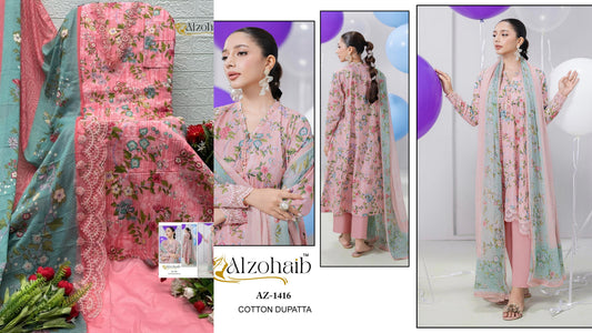 Az-1416 Aziza Vol 1 Al Zohaib Pure Cotton Pakistani Salwar Suits