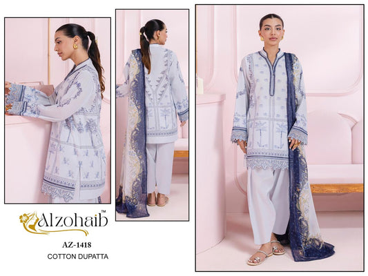 Az-1418 Aziza Vol 2 Al Zohaib Pure Cotton Pakistani Salwar Suits