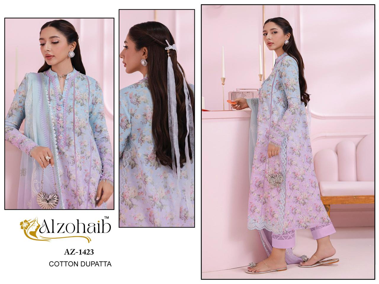 Az-1423 Aziza Vol 2 Al Zohaib Pure Cotton Pakistani Salwar Suits