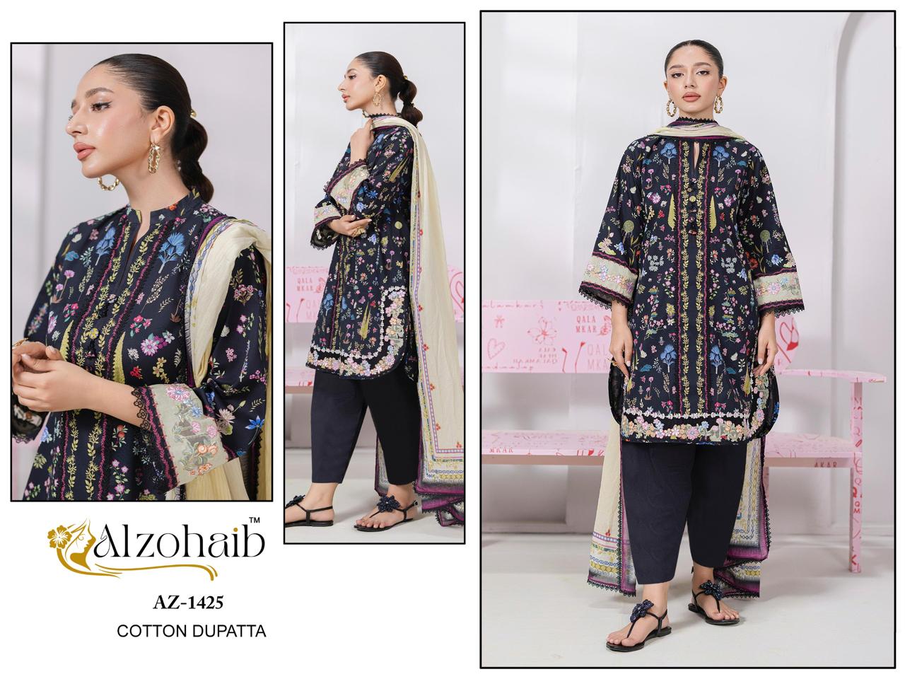 Az-1425 Aziza Vol 2 Al Zohaib Pure Cotton Pakistani Salwar Suits