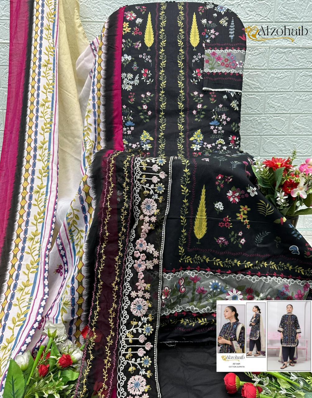 Az-1425 Aziza Vol 2 Al Zohaib Pure Cotton Pakistani Salwar Suits