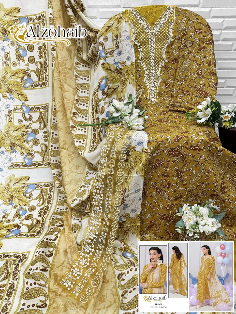 Az-1427 Aziza Vol 2 Al Zohaib Pure Cotton Pakistani Salwar Suits