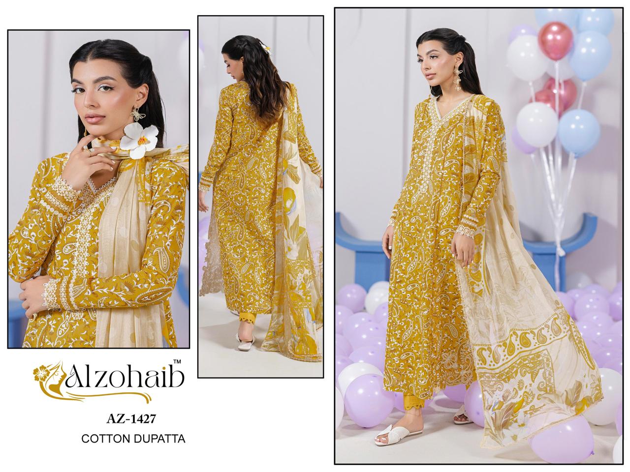Az-1427 Aziza Vol 2 Al Zohaib Pure Cotton Pakistani Salwar Suits