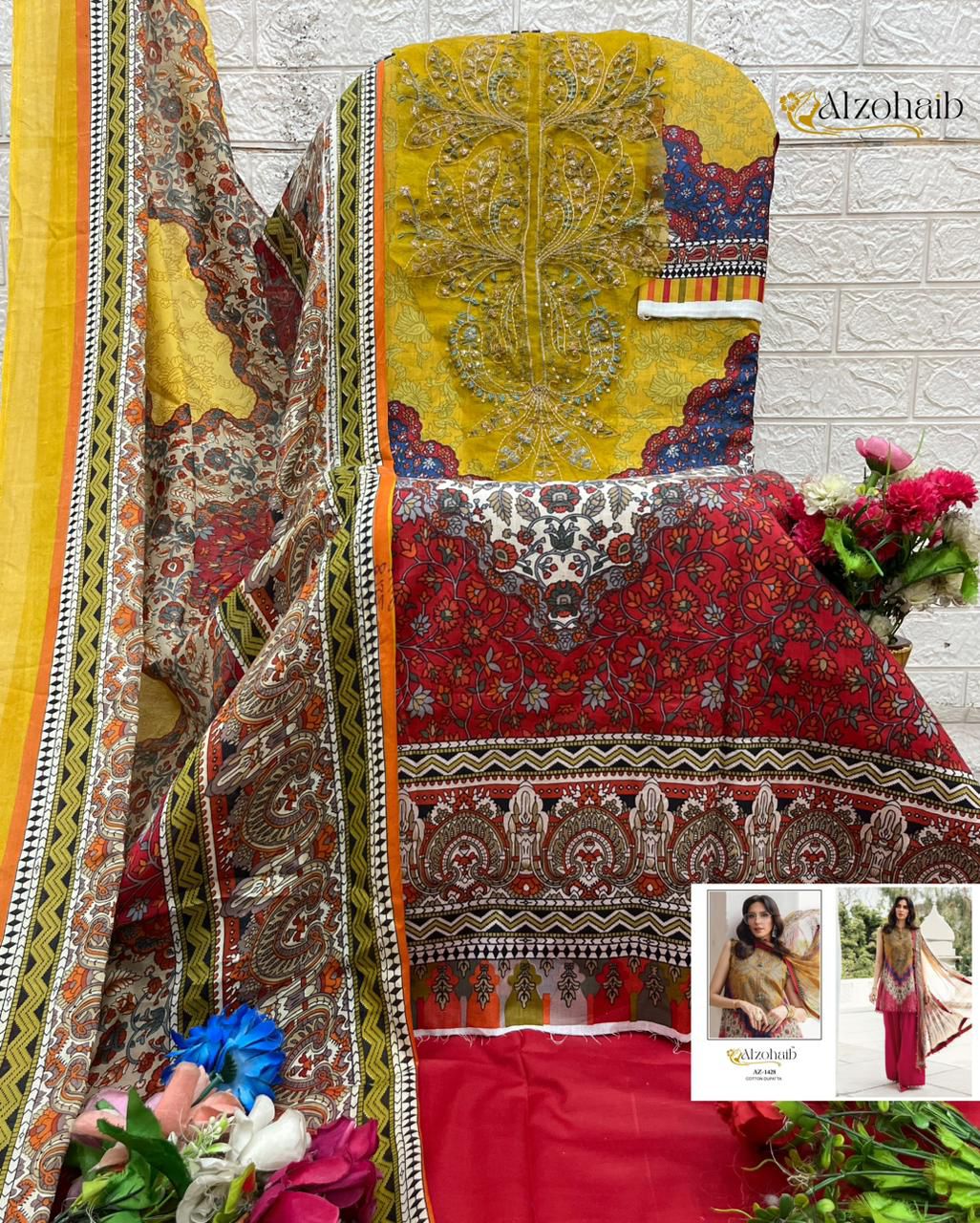 Az-1428 Al Zohaib Pure Cotton Pakistani Salwar Suits