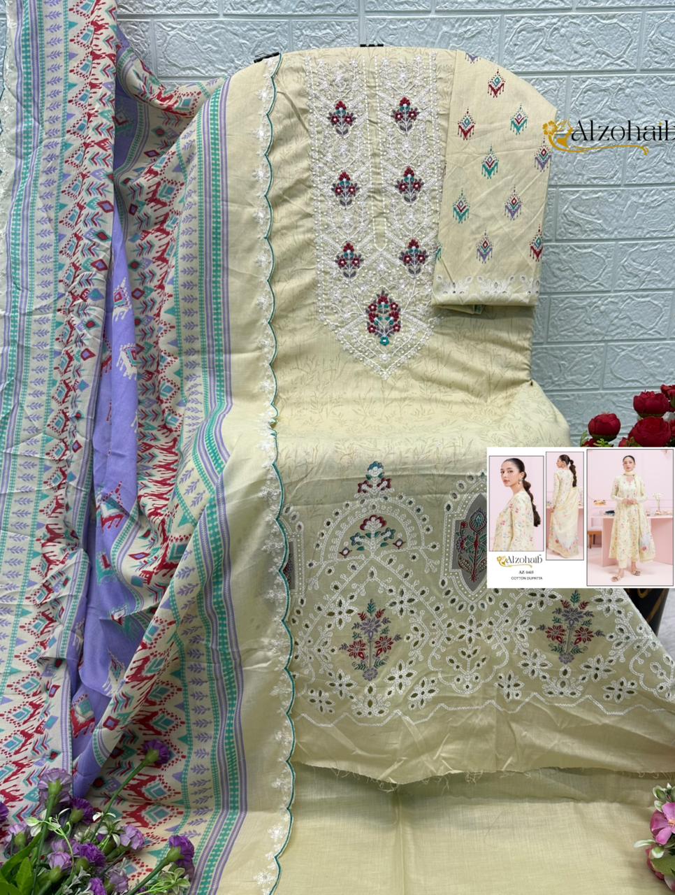 Az-1450 Aaliya Vol 1 Al Zohaib Pure Cotton Pakistani Salwar Suits