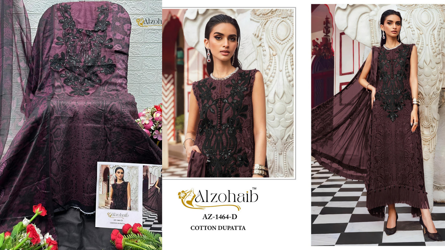 Az-1464-D Al Zohaib Pure Cotton Pakistani Salwar Suits