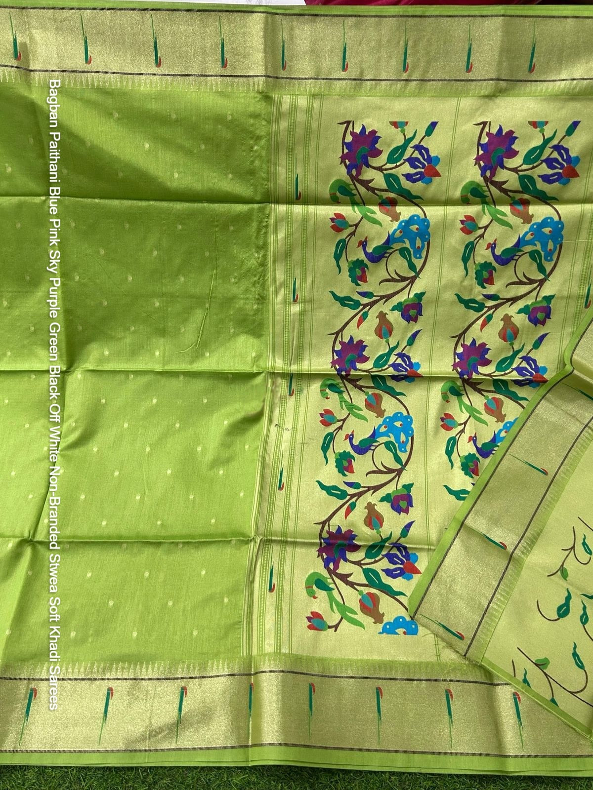 Bagban Paithani Blue Pink Sky Purple Green Black Off White Non-Branded Stwea Soft Khadi Sarees
