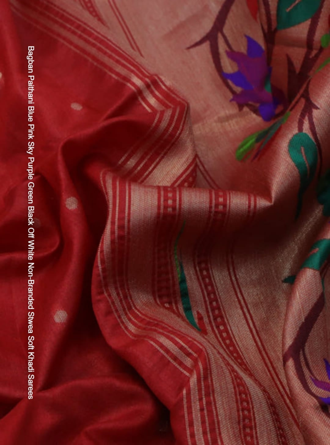 Bagban Paithani Blue Pink Sky Purple Green Black Off White Non-Branded Stwea Soft Khadi Sarees