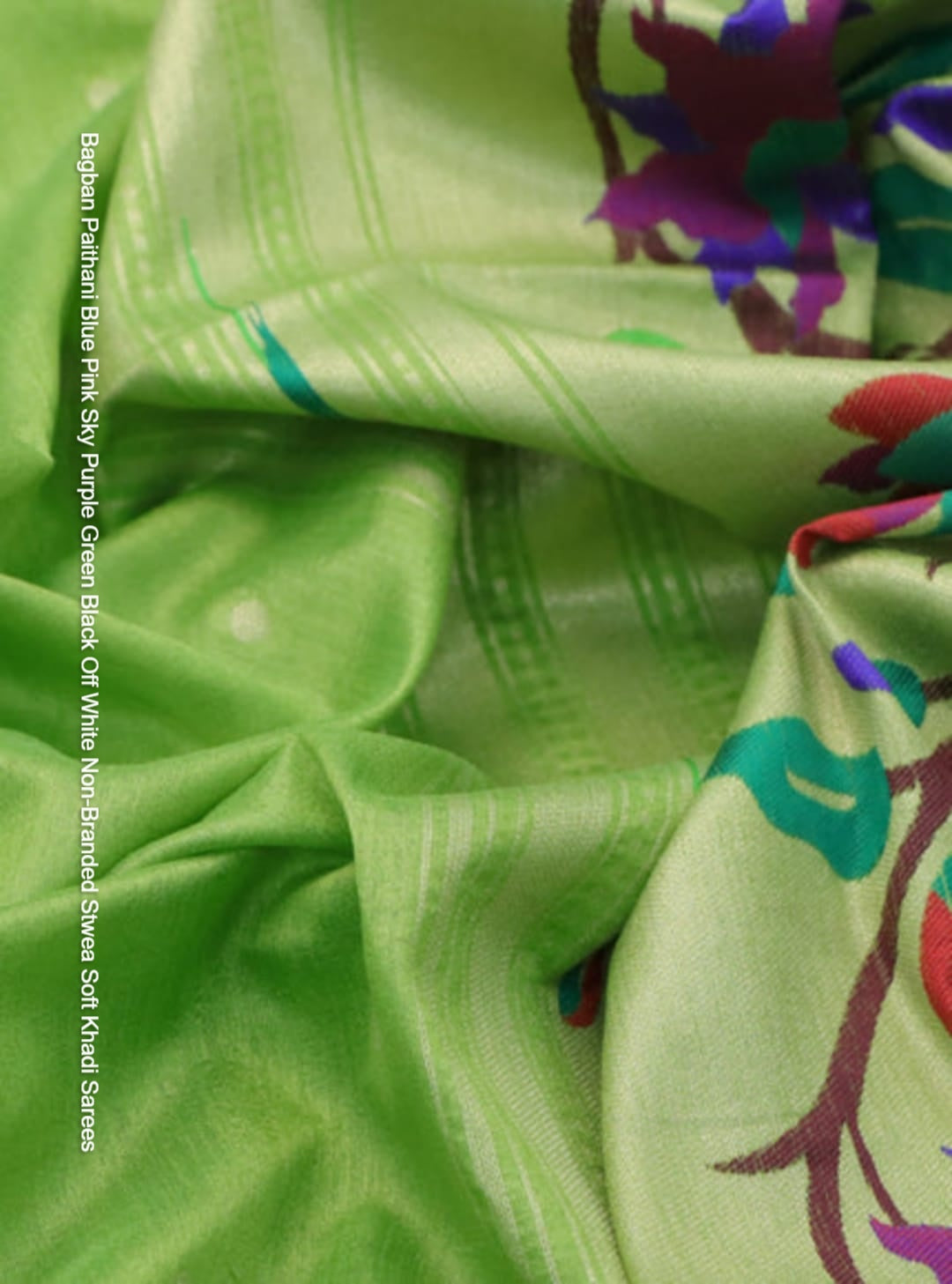 Bagban Paithani Blue Pink Sky Purple Green Black Off White Non-Branded Stwea Soft Khadi Sarees
