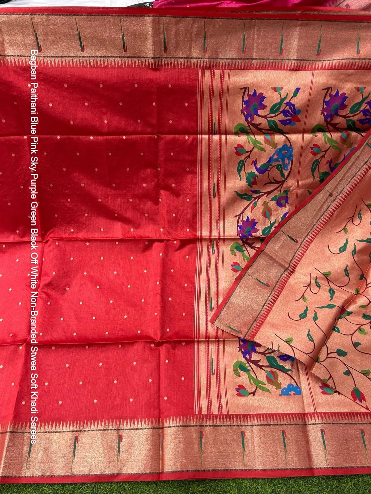 Bagban Paithani Blue Pink Sky Purple Green Black Off White Non-Branded Stwea Soft Khadi Sarees