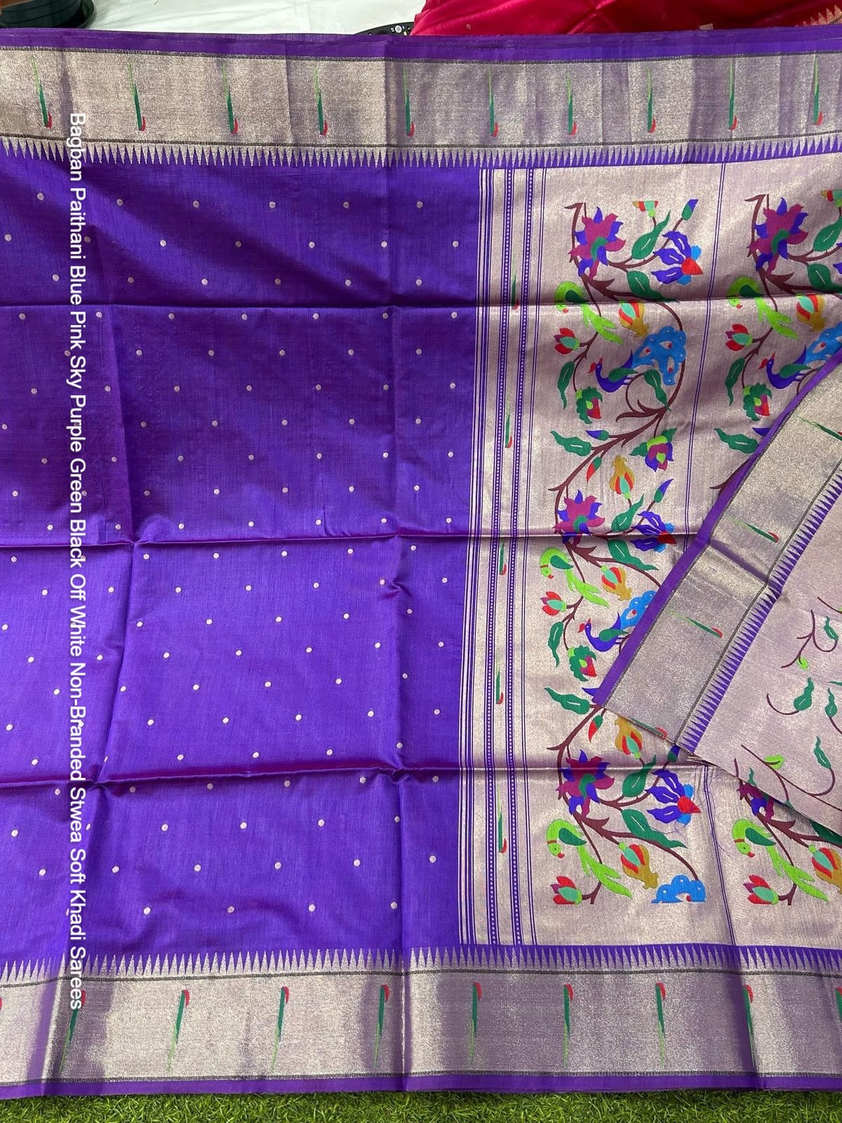 Bagban Paithani Blue Pink Sky Purple Green Black Off White Non-Branded Stwea Soft Khadi Sarees