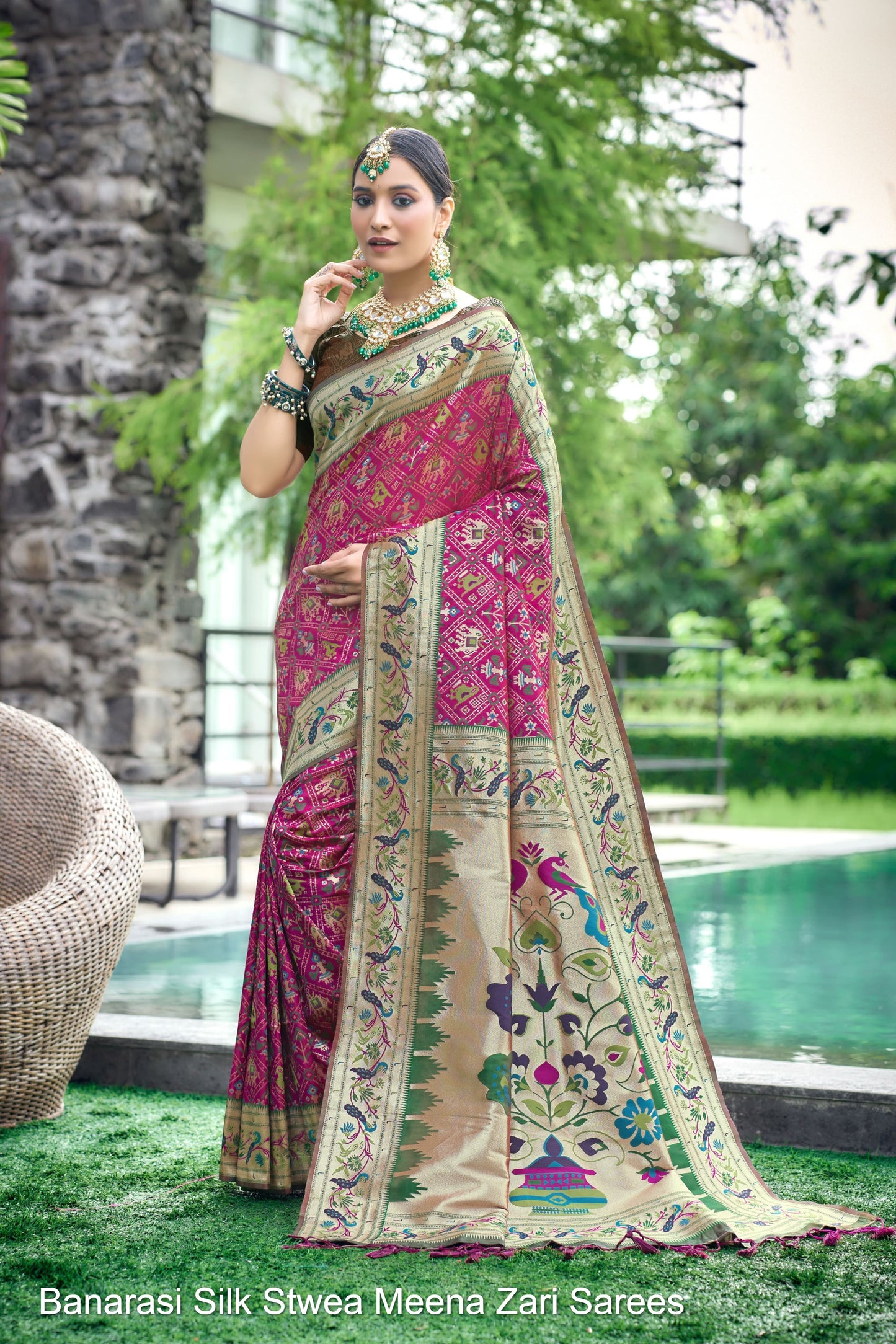 Banarasi Silk Stwea Meena Zari Sarees