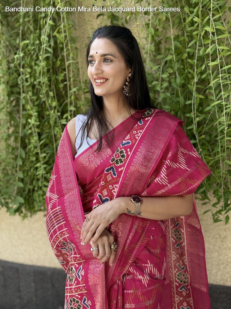 Bandhani Candy Cotton Mira Bela Jacquard Border Sarees